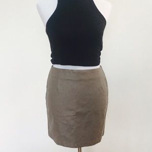 Grey high waisted faux leather skirt